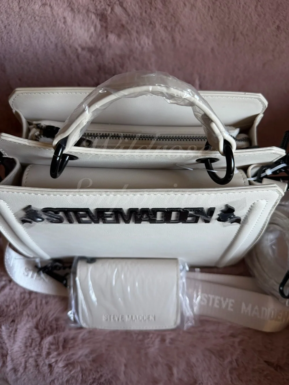 Steve Madden bevlyn bat black white chalk satchel crossbody Halloween new